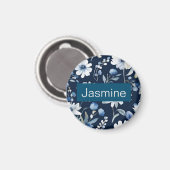 Beruflich Moderner Minimalistischer Blauer Blumenn Magnet (Vorderseite/Rückseite)