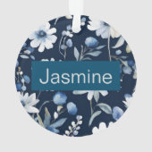 Beruflich Moderner Minimalistischer Blauer Blumenn Ornament (Rückseite)