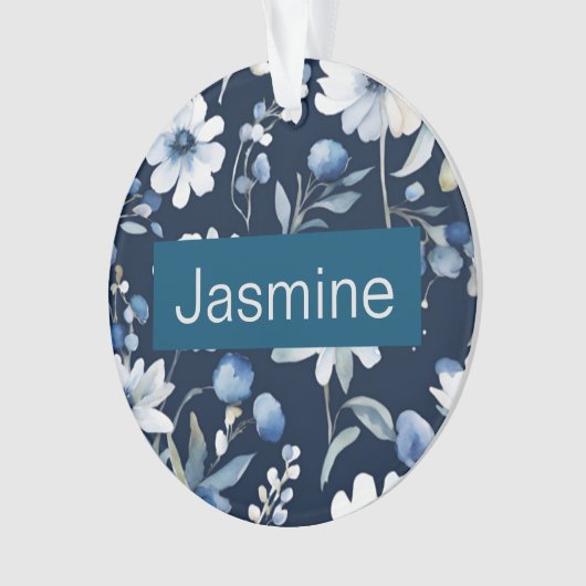 Beruflich Moderner Minimalistischer Blauer Blumenn Ornament (Vorderseite)