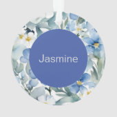 Beruflich Moderner Minimalistischer Blauer Blumenn Ornament (Rückseite)