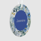 Beruflich Moderner Minimalistischer Blauer Blumenn Ornament (Vorderseite)