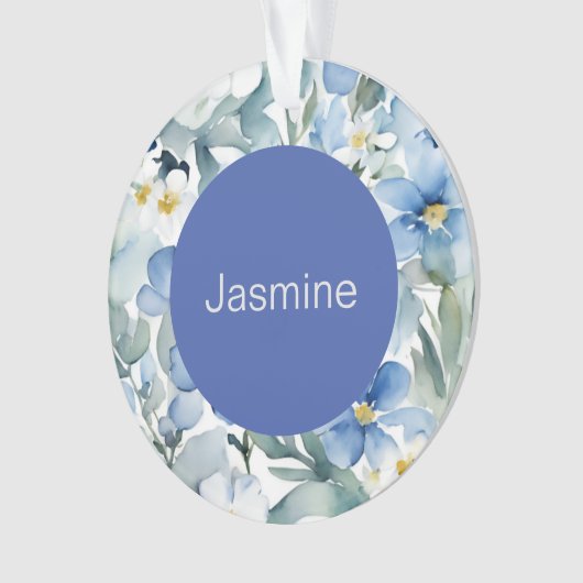 Beruflich Moderner Minimalistischer Blauer Blumenn Ornament (Vorderseite)