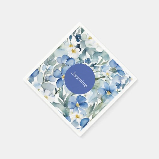 Beruflich Moderner Minimalistischer Blauer Blumenn Serviette (Ecke)