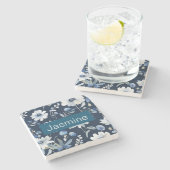 Beruflich Moderner Minimalistischer Blauer Blumenn Steinuntersetzer (Seitenansicht)