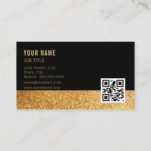 Beruflich Moderner Schwarzer Glitzer Elegant Visitenkarte (Rückseite)