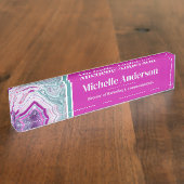 Beruflich Modernes Agate Elegante Namensplakette (Seite)