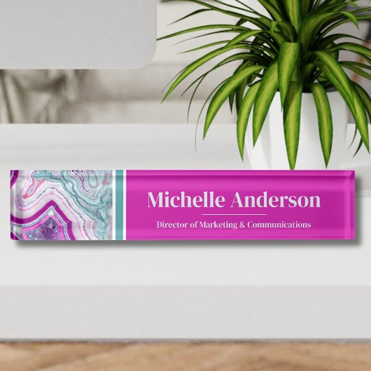 Beruflich Modernes Agate Elegante Namensplakette