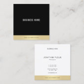 Beruflich Modernes, einfaches Schlichtes Gold Schw Quadratische Visitenkarte (Vorne/Hinten)