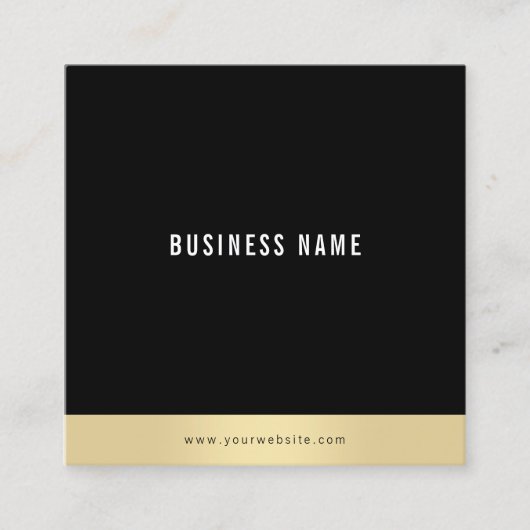 Beruflich Modernes, einfaches Schlichtes Gold Schw Quadratische Visitenkarte (Vorderseite)