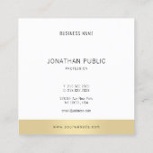 Beruflich Modernes, einfaches Schlichtes Gold Schw Quadratische Visitenkarte (Rückseite)