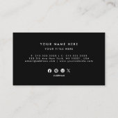 Beruflich Modernes, einfaches Schwarz Minimalistis Visitenkarte (Rückseite)