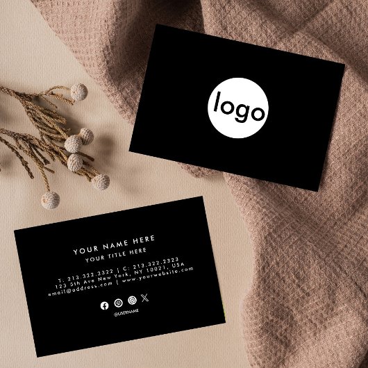 Beruflich Modernes, einfaches Schwarz Minimalistis Visitenkarte