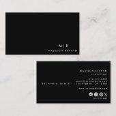 Beruflich Modernes, einfaches Schwarzes Minimalist Visitenkarte (Vorne/Hinten)