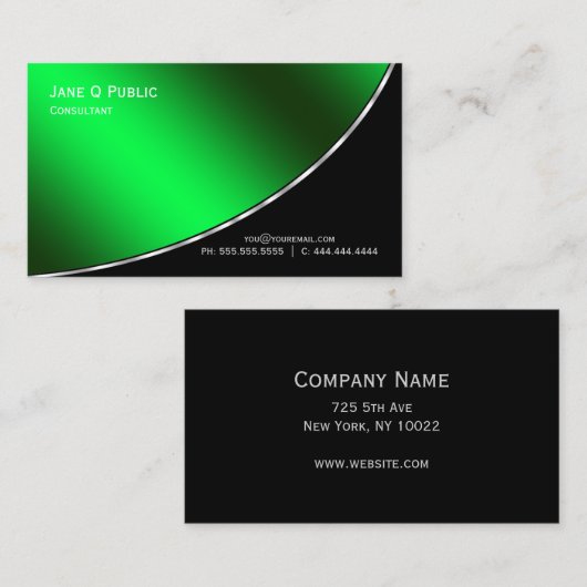 Beruflich Modernes Elegantes Grün Visitenkarte (Vorne/Hinten)