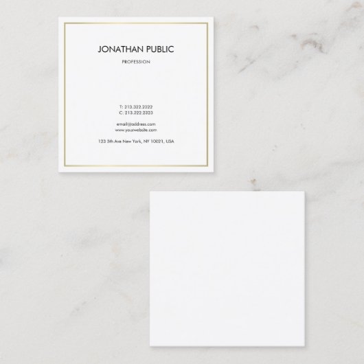Beruflich Modernes elegantes Schlichtes Design Quadratische Visitenkarte (Vorne/Hinten)