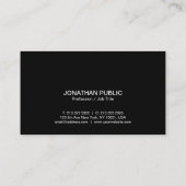 Beruflich Modernes Elegantes Schwarzes Einfaches S Visitenkarte (Rückseite)