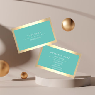 Beruflich Modernes Golden einfach Mint Blue Visitenkarte