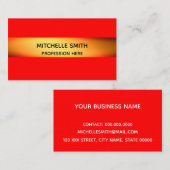 Beruflich Modernes Golden einfach rot Visitenkarte (Vorne/Hinten)