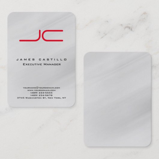 Beruflich Modernes Grau-Rot-Monogramm Minimalistis Visitenkarte (Vorne/Hinten)