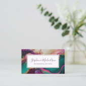 Beruflich Modernes Lila Aquamarines Gold Abstrakt Visitenkarte (Stehend Vorderseite)