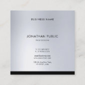 Beruflich Modernes, luxuriöses Schlichtes Elegante Quadratische Visitenkarte (Rückseite)