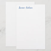 Beruflich Modernes Minimalistisches Blaues Weiß Briefpapier (Vorne/Hinten)