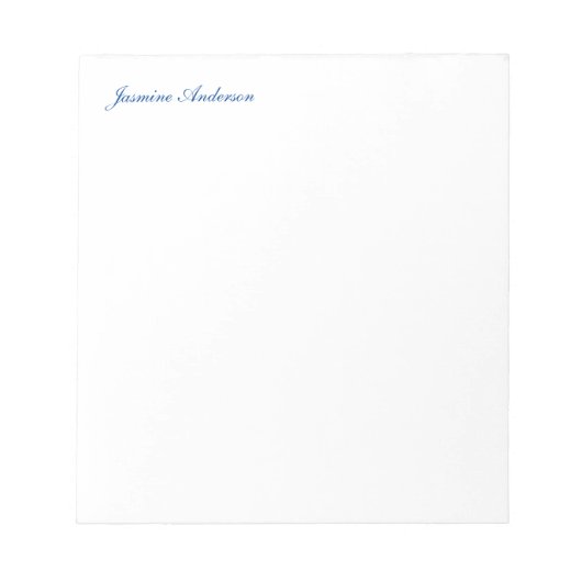 Beruflich Modernes Minimalistisches Blaues Weiß Notizblock (Vorderseite)