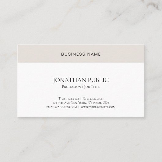 Beruflich Modernes, minimalistisches Elegantes Ein Visitenkarte (Vorderseite)