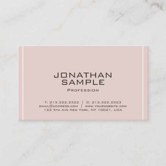 Beruflich Modernes Minimalistisches Elegantes Schl Visitenkarte (Vorderseite)