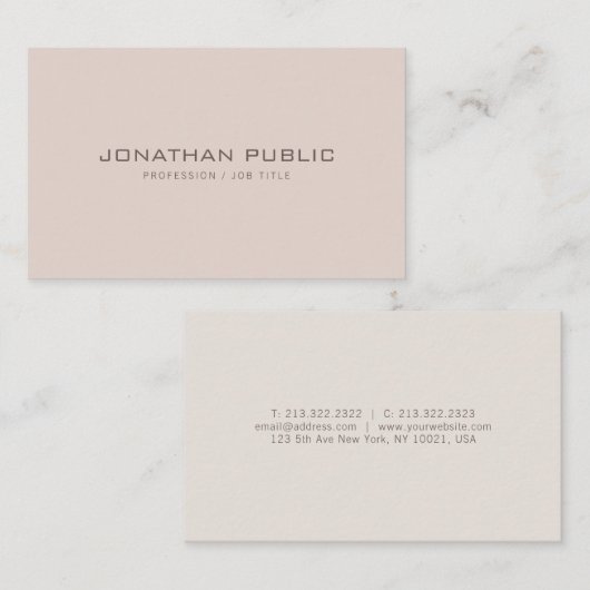 Beruflich Modernes Minimalistisches Elegantes Schl Visitenkarte (Vorne/Hinten)