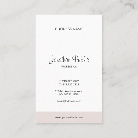 Beruflich Modernes Minimalistisches Script Chic Visitenkarte (Rückseite)