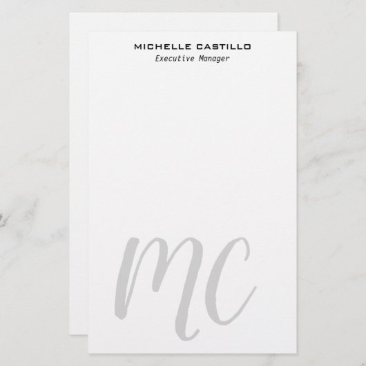 Beruflich Modernes Mit Monogramm Minimalistisch Briefpapier (Vorne/Hinten)