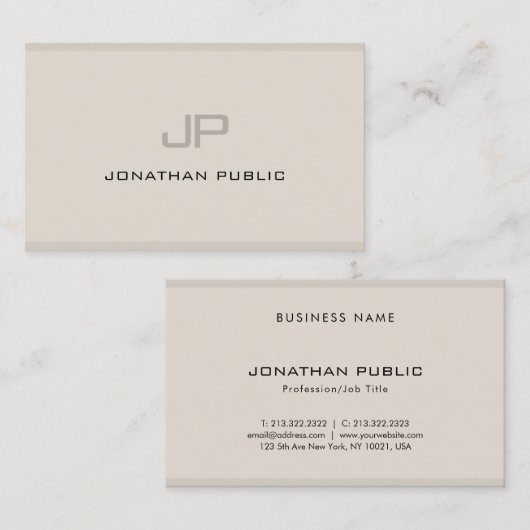 Beruflich Modernes Monogramm Elegant Einfach Schli Visitenkarte (Vorne/Hinten)