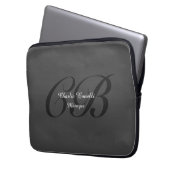 Beruflich-Modernes Monogramm Minimalistisch Grau Laptopschutzhülle (Vorderseite Links)