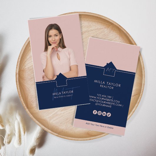 Beruflich-Modernes Real-Anwesen-Monogramm-Foto Visitenkarte