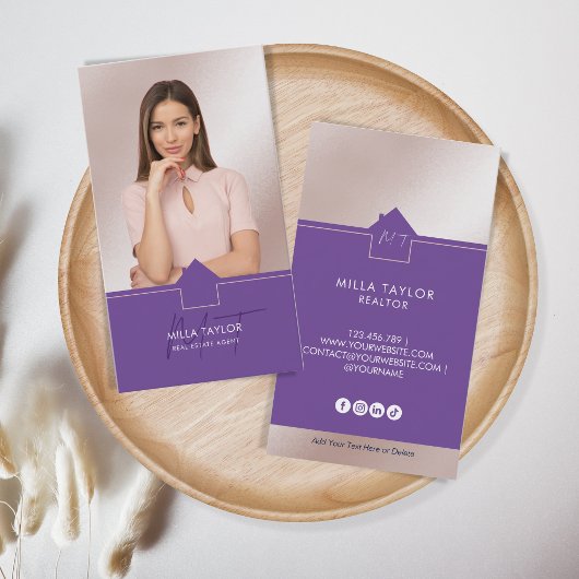 Beruflich-Modernes Real-Anwesen-Monogramm-Foto Visitenkarte