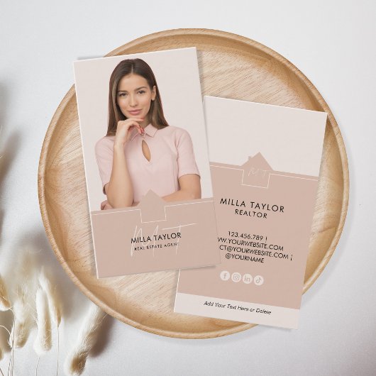 Beruflich-Modernes Real-Anwesen-Monogramm-Foto Visitenkarte