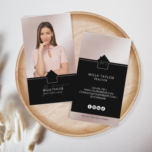 Beruflich-Modernes Real-Anwesen-Monogramm-Foto Visitenkarte