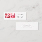 Beruflich Modernes Rotes Weiß Minimalistisch Schli Mini Visitenkarte (Vorne/Hinten)