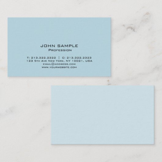 Beruflich Modernes, schlichtes blaues Design Visitenkarte (Vorne/Hinten)
