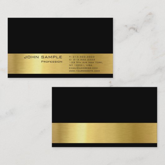 Beruflich Modernes Schlichtes Elegantes Gold Look Visitenkarte (Vorne/Hinten)