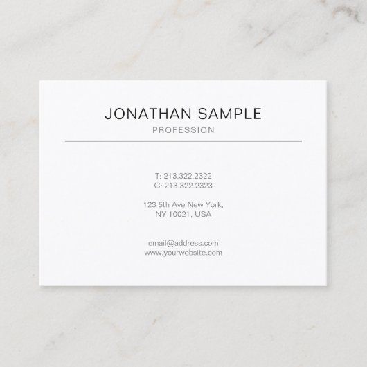 Beruflich modernes Schlichtes minimalistisches Des Visitenkarte (Vorderseite)