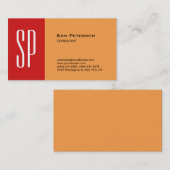 Beruflich Modernes Schlichtes Monogramm Rotes Oran Visitenkarte (Vorne/Hinten)