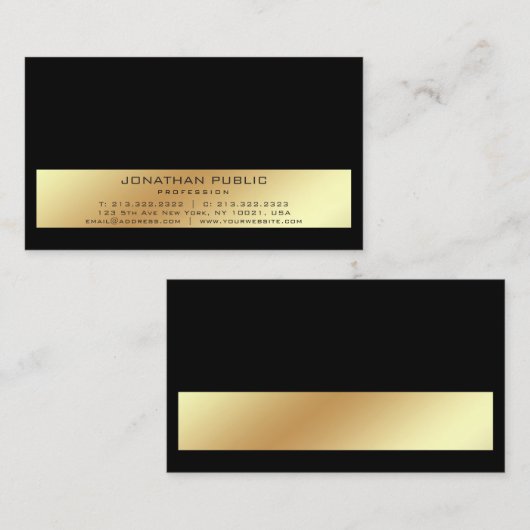 Beruflich Modernes Schwarzes Gold Schlicht Visitenkarte (Vorne/Hinten)