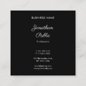 Beruflich Modernes Script Schwarz-weiß Chic Schlic Quadratische Visitenkarte (Rückseite)