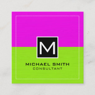 Beruflich Monogram Modern Limon Magenta Quadratische Visitenkarte