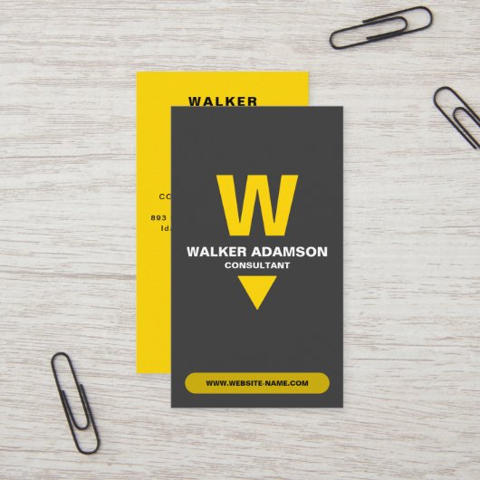 Beruflich (Monogramm QR) Gold und Matte Black Visitenkarte (Vorderseite/Rückseite Beispiel)