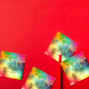 Beruflich Nail Makeup Holographic Tropfen Mermaid Quadratische Visitenkarte