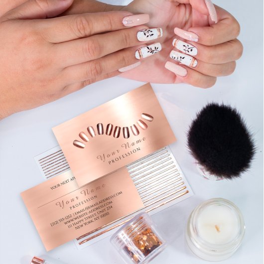 Beruflich Nails Salon Manicurist Rose Gold Visitenkarte