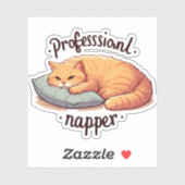 Beruflich Napper Cat Vinyl Funny Lazy Ginger Aufkleber (Blatt)